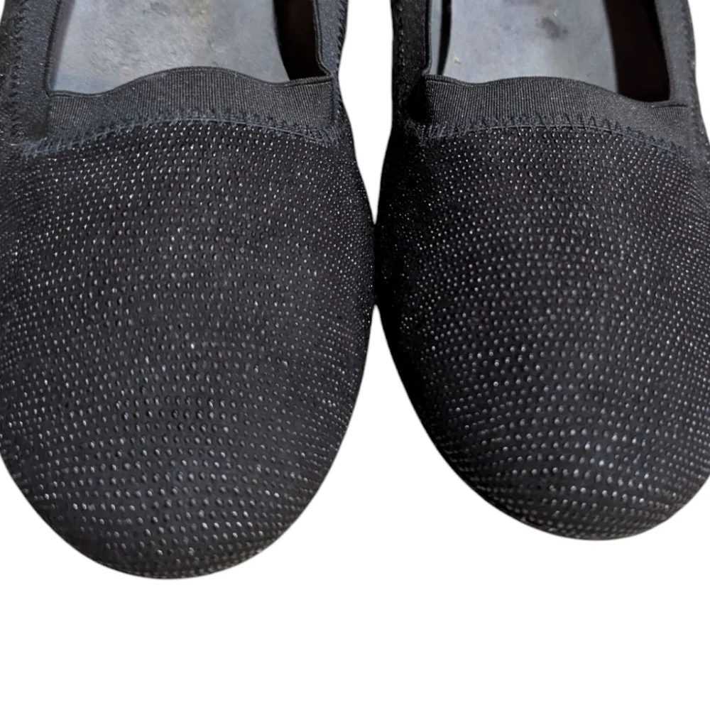Stuart Weitzman Squeeze Goosebump Stretch Ballet Flat 10 Black Nappa Old Money - Picture 3 of 9